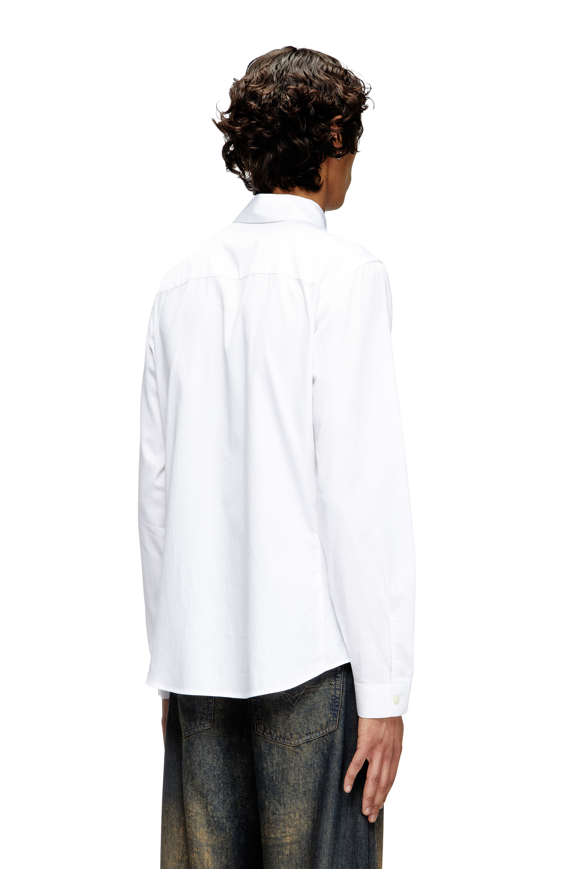 Diesel - S-FITTY-QFAV, Man's Shirt with embroidered Oval D in White - 4