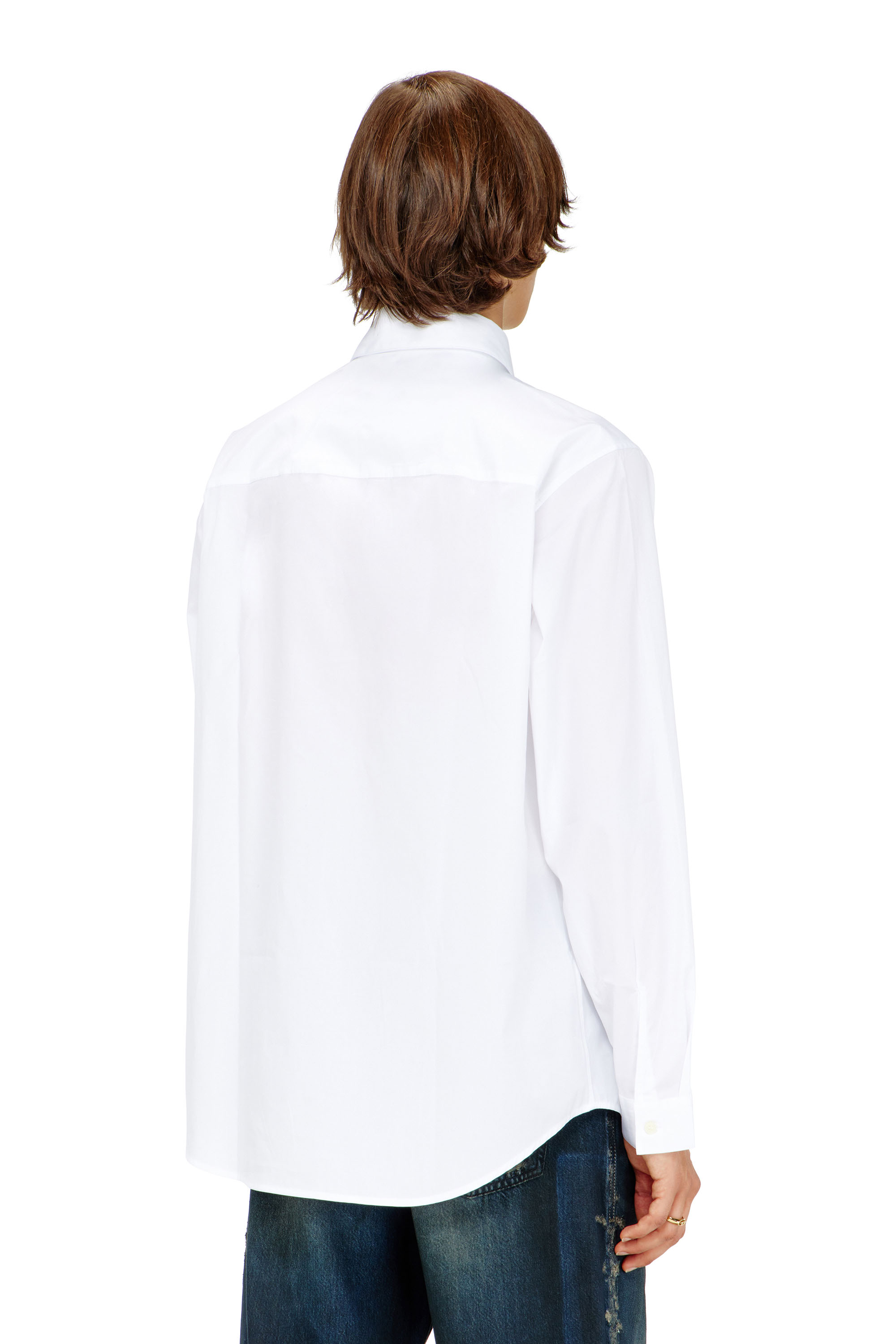 Diesel - S-SIMPLY-GSBH, Man's Stretch poplin shirt with embroidery in White - 4