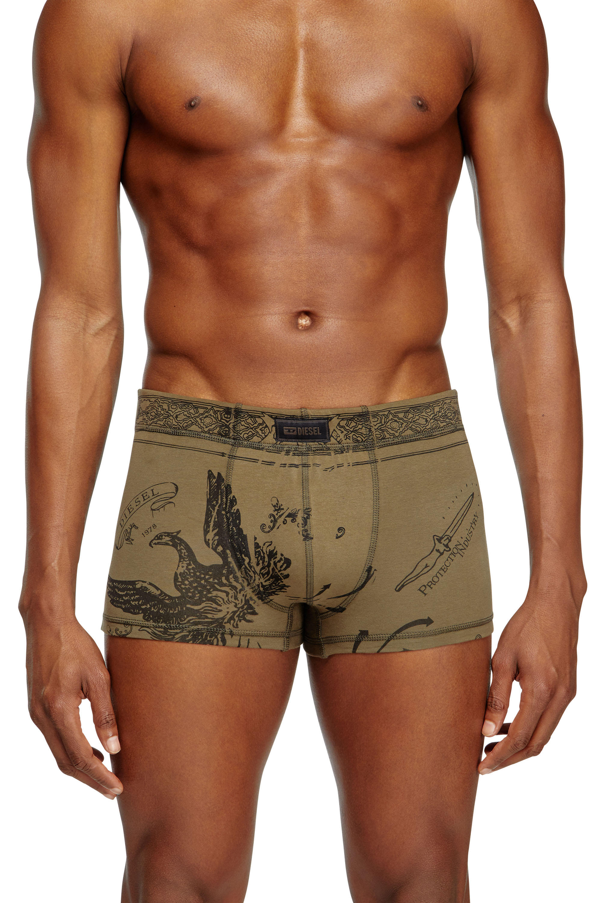 Diesel - DAMIEN-UTLT, Man's Boxer briefs with Phoenix print in Military Green - 2