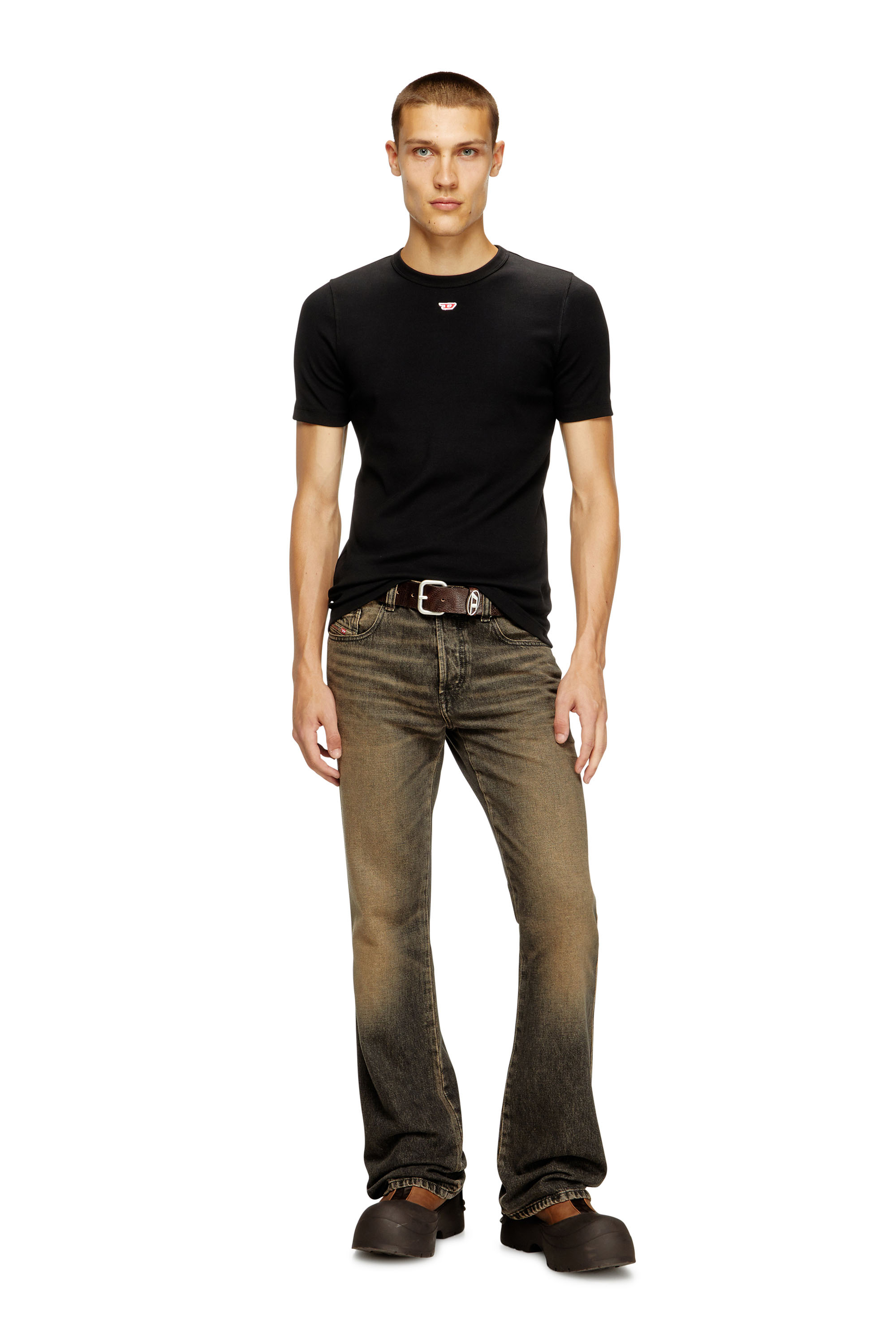 Diesel - D-RIBBER-N, Man's T-shirt with D patch in Black - 2