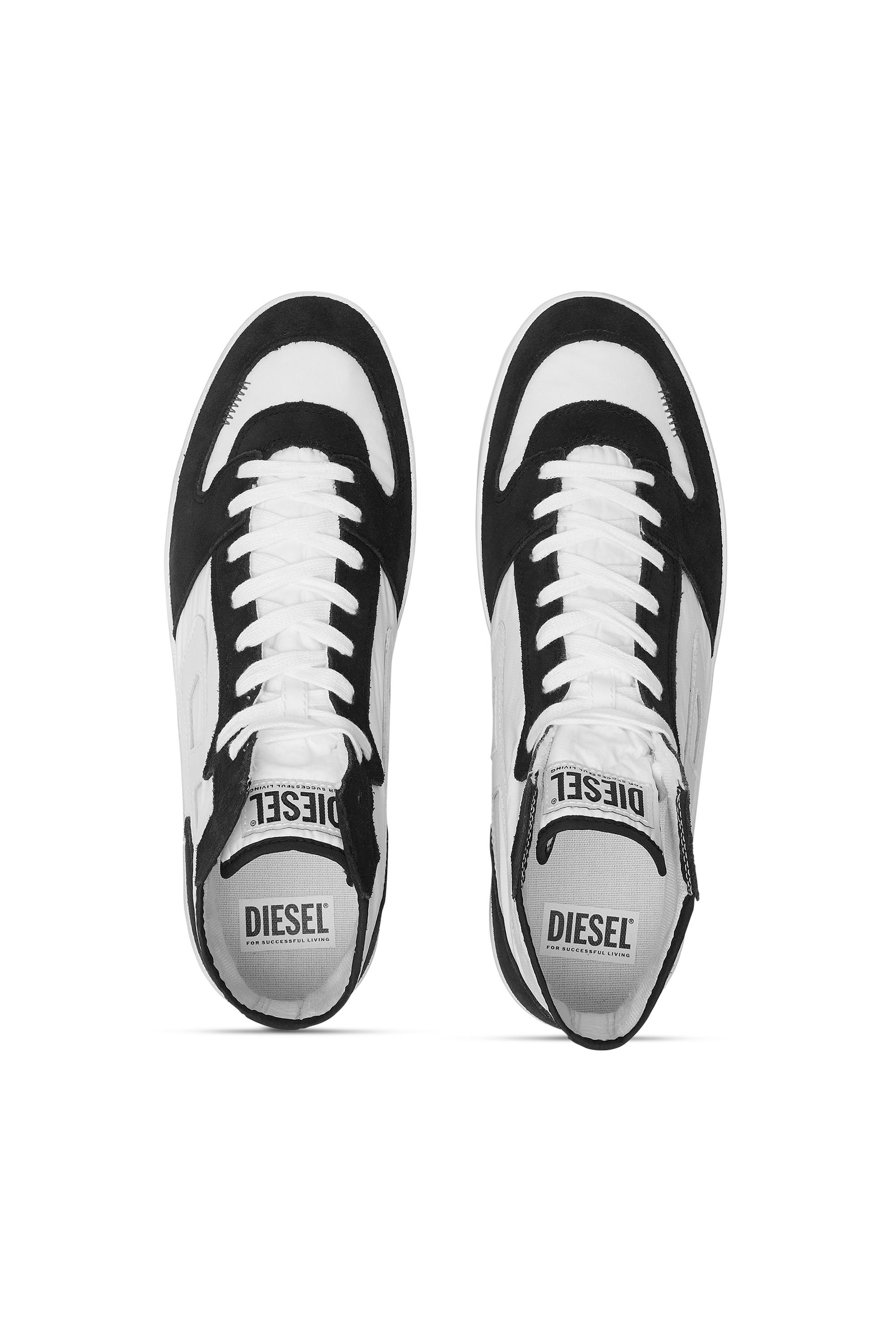 Diesel - S-LEROJI D-1 MID, Man's S-Leroji D-Padded-ripstop and suede high-top sneakers in Black/White - 5