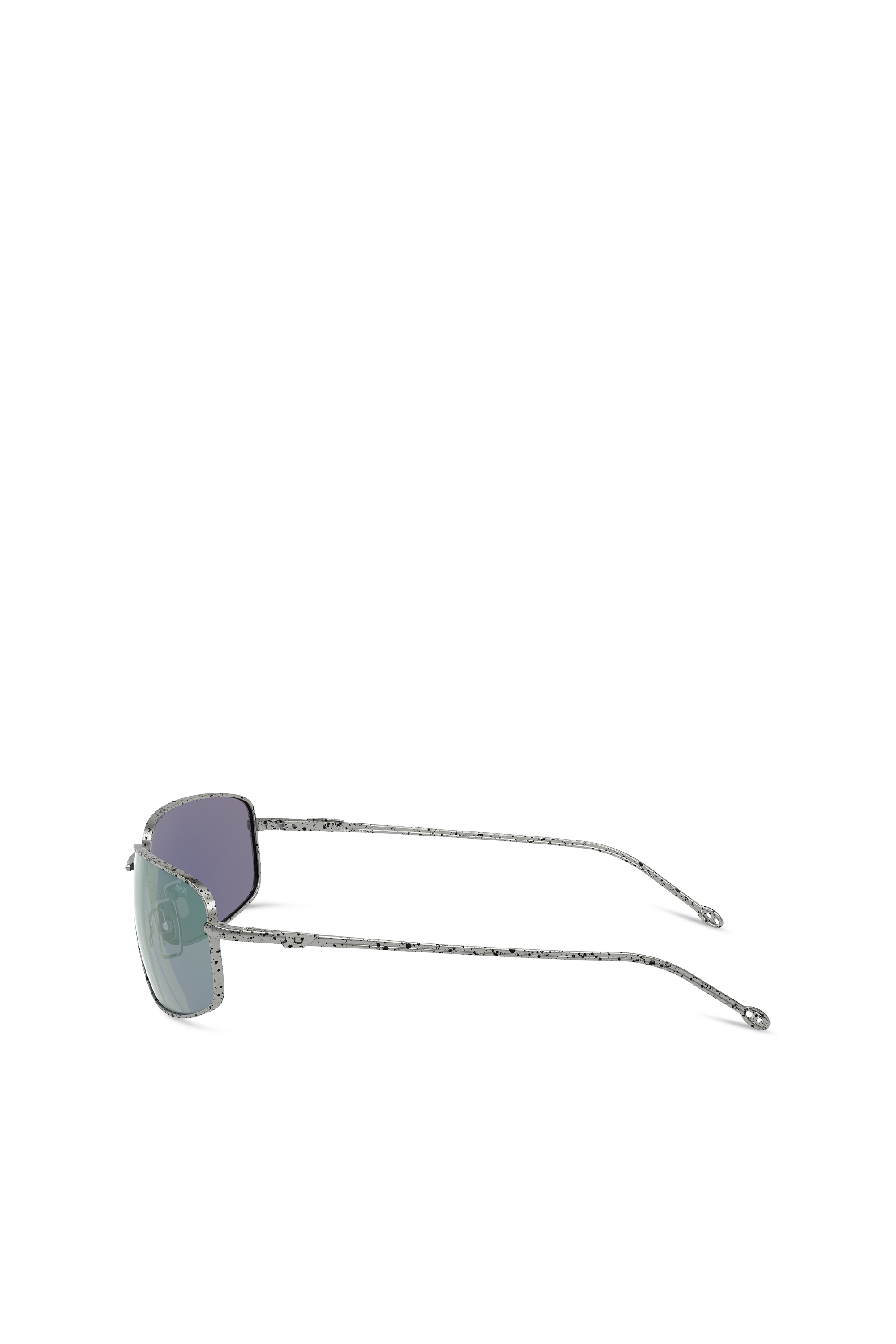 Diesel - 0DL1005, Unisex's Racer shape sunglasses in metal in Spotted Silver/Peacock - 3