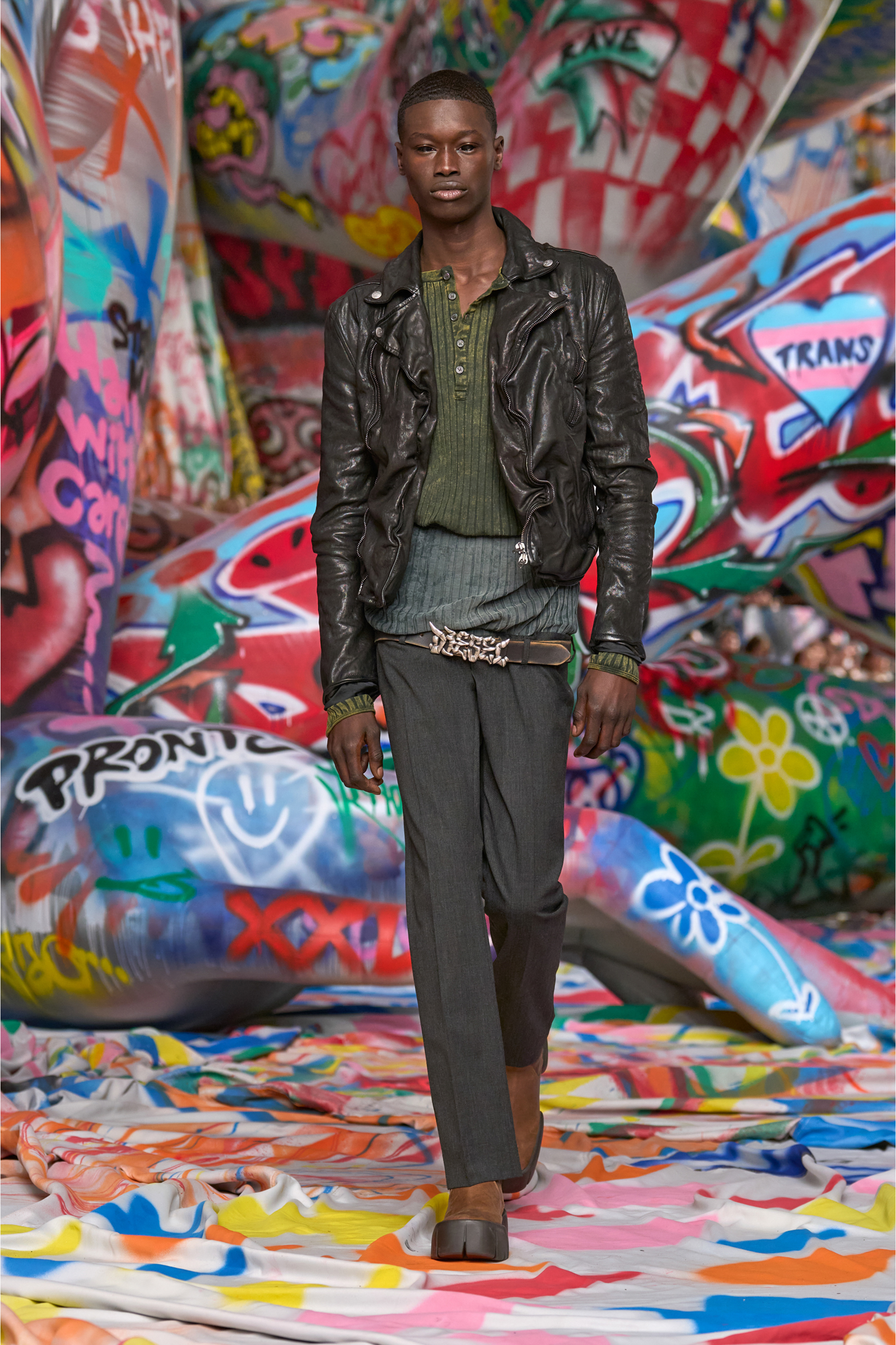 Diesel - L-UNCAN, Man's Biker jacket in boiled leather in Black - 2