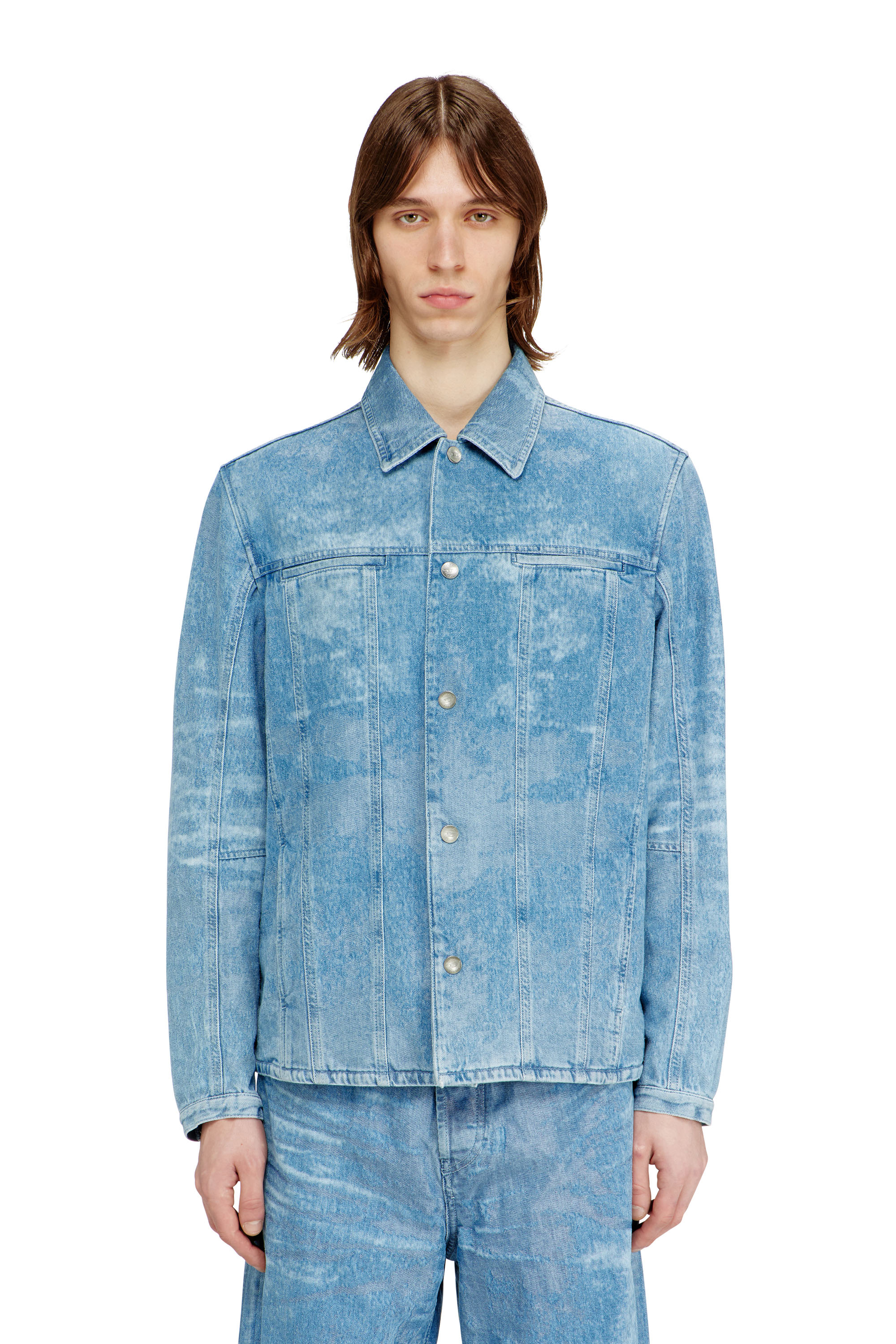 Diesel - D-SERON-FSI, Man's Jacket in satin denim in Light Blue - 3