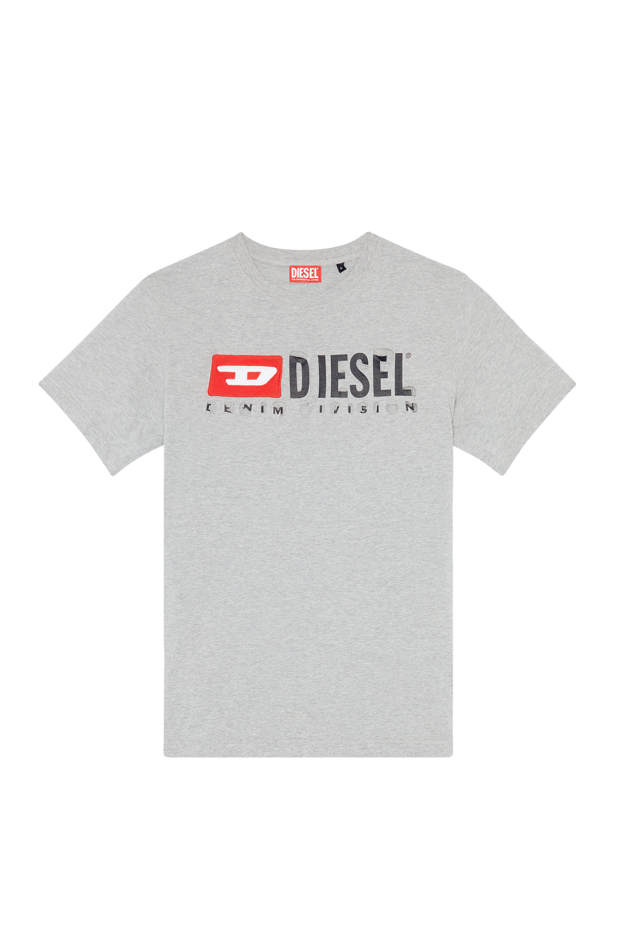 Diesel - T-JUST-DIVSTROYED, Man T-shirt with peel-off letters in Grey - Image 3