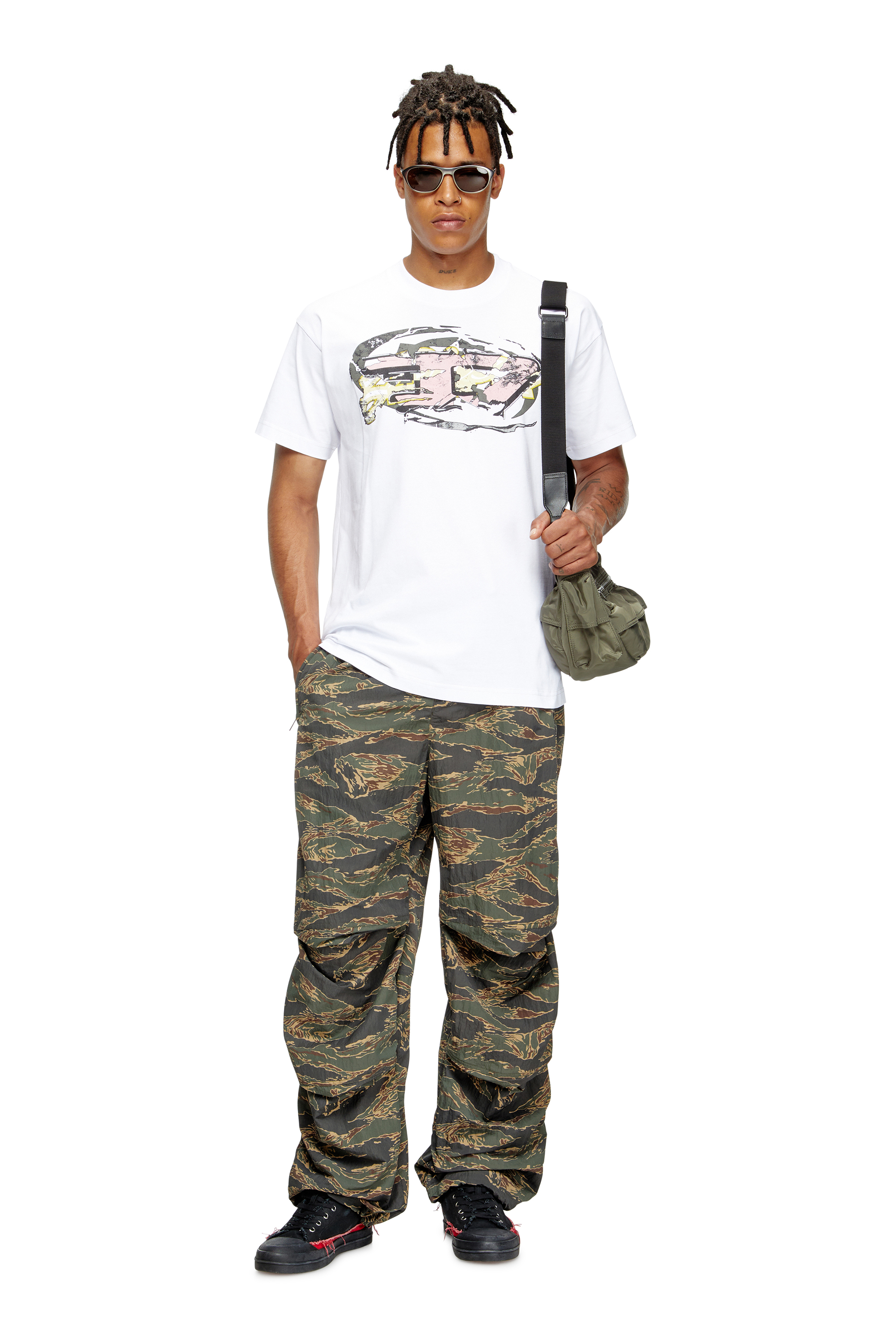 Diesel - MULTI-PKTS SHOULDER BAG X, Unisex's Multi-Pkts-Multipocket bag in utilitarian shell in Green - 6