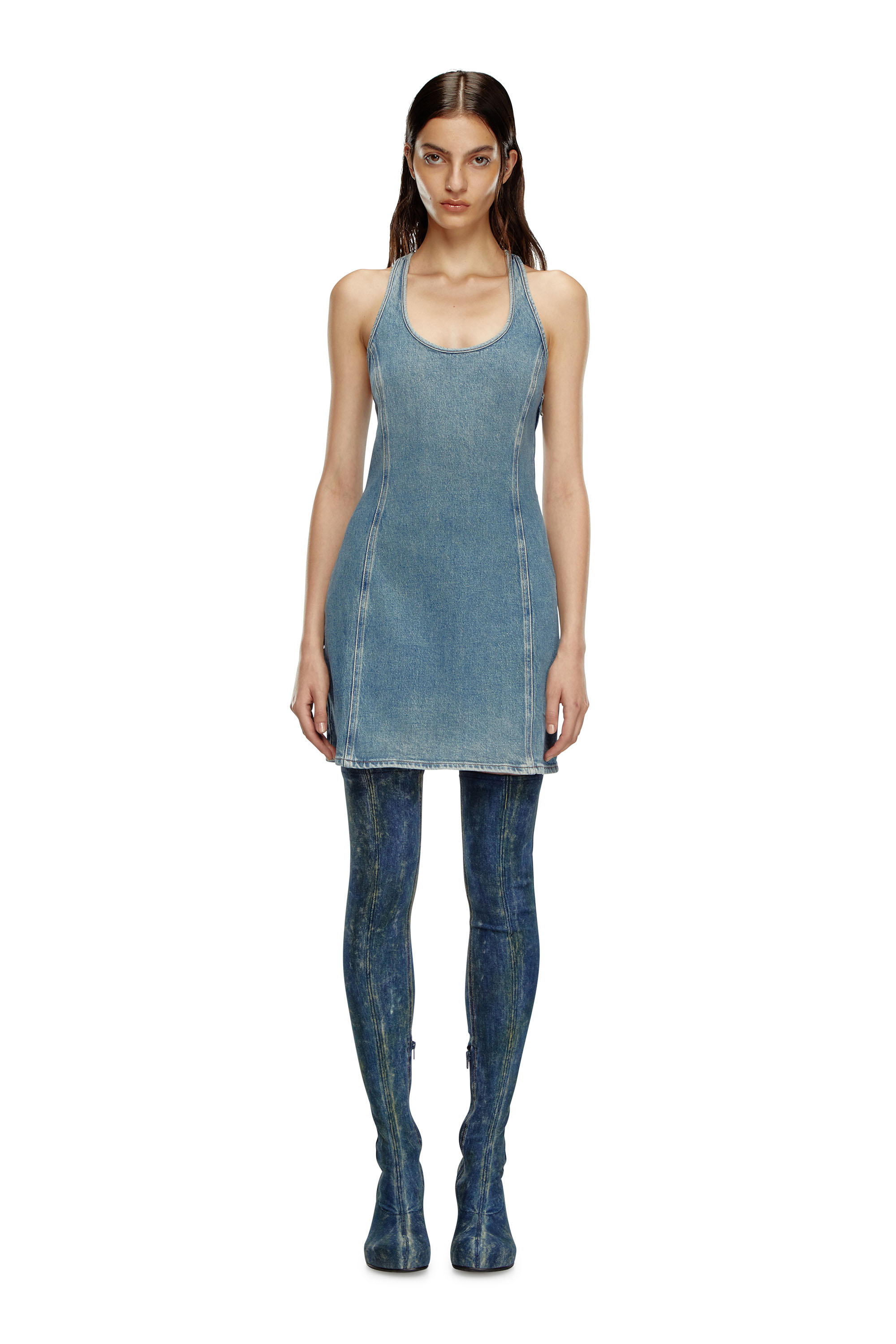 Diesel - DE-ARLYN-D, Woman's Denim tank dress in Light Blue - 2