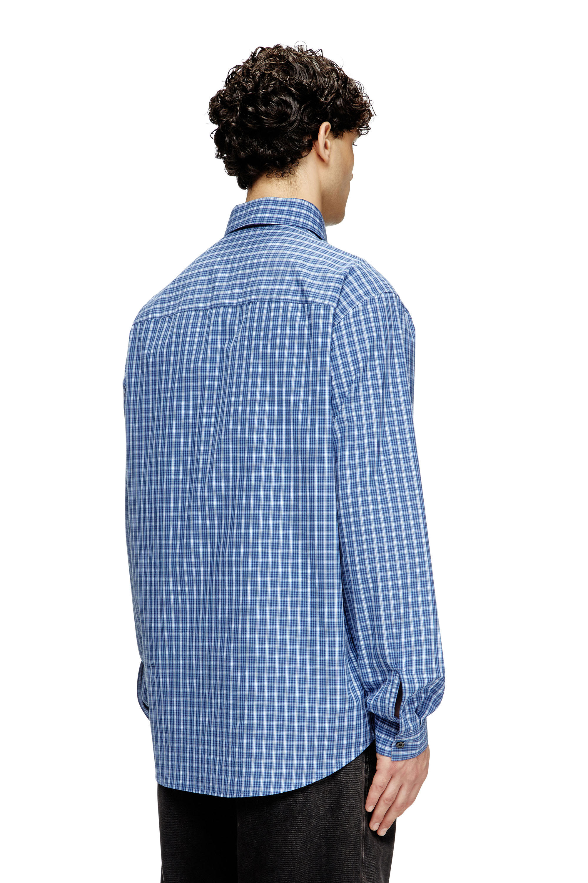 Diesel - S-SIMPLY-DLBV, Man's Checked shirt with Oval D embroidery in Blue - 3