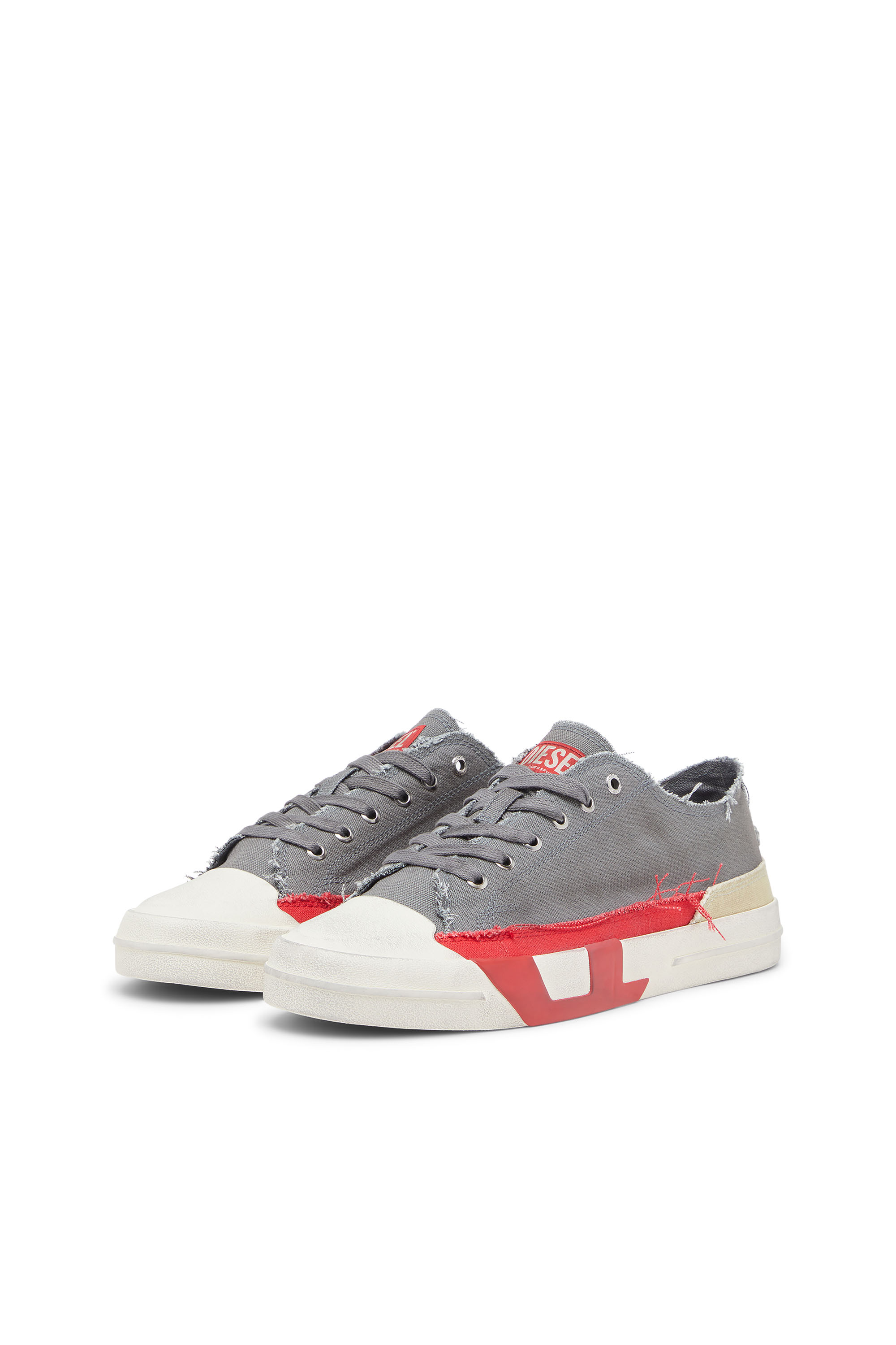 Diesel - S-D-VERSE LOW, Man's S-D-Verse-Dirty-effect canvas sneakers in Grey - 9