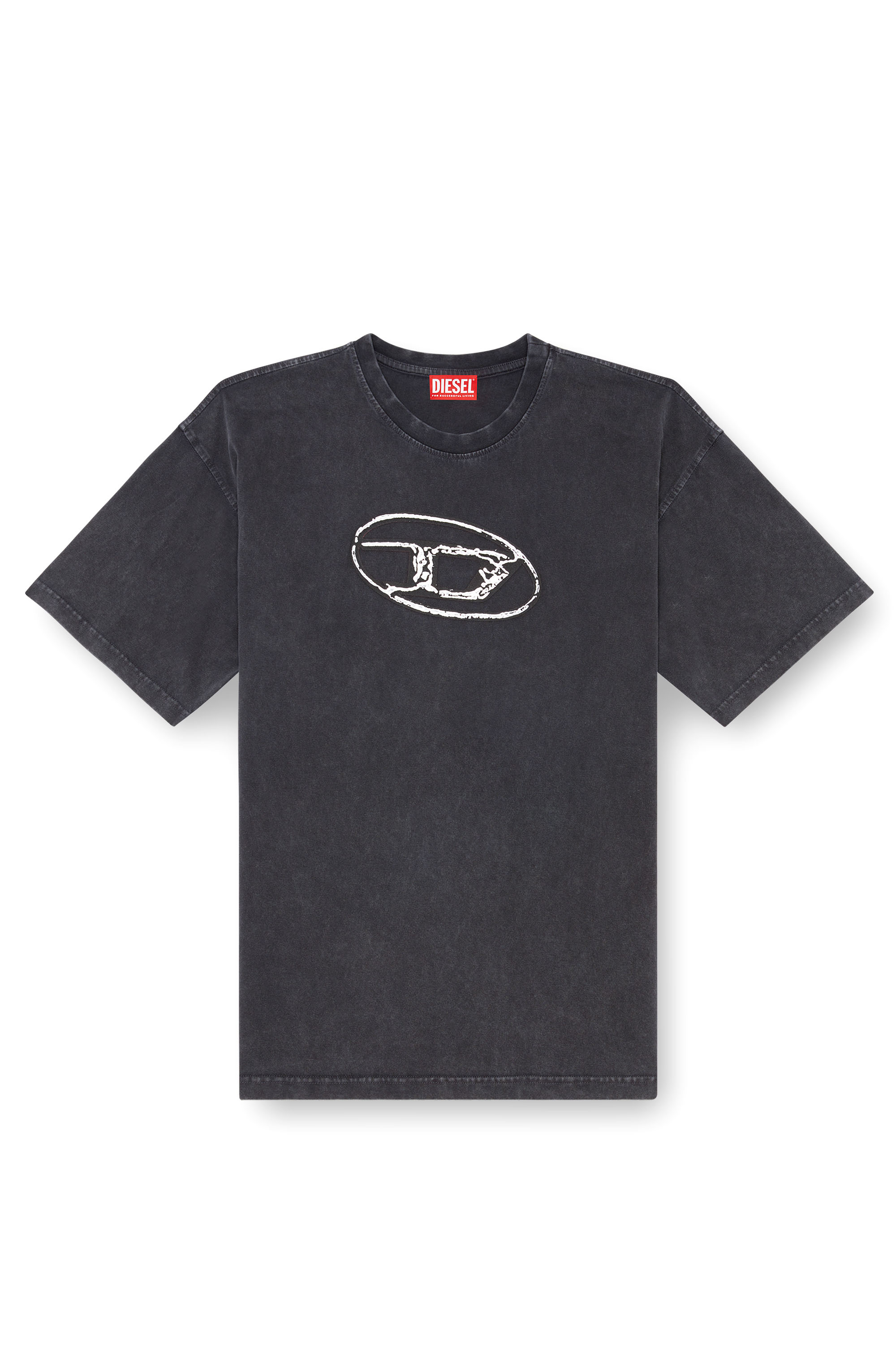 Diesel - T-BOXT-Q22, Man's Faded T-shirt with Oval D print in Black - 3