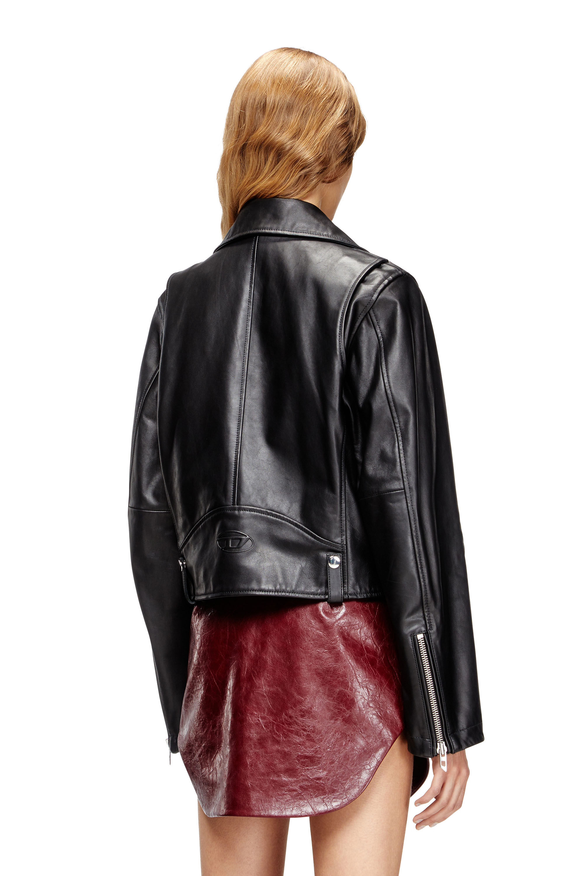 Diesel - L-UNATIC, Woman's Biker jacket in waxed leather in null - 4