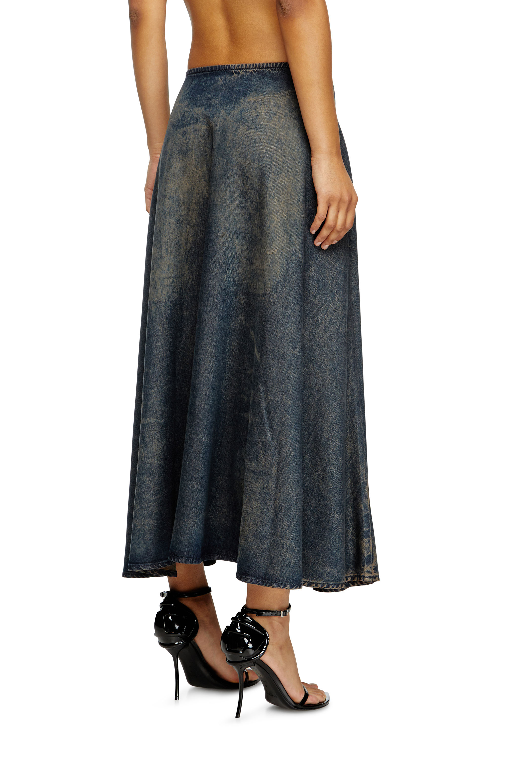 DE-ANNIE-S, Blue Diesel - DE-ANNIE-S, Woman's Full skirt in fluid dirt-effect denim in Blue - 4