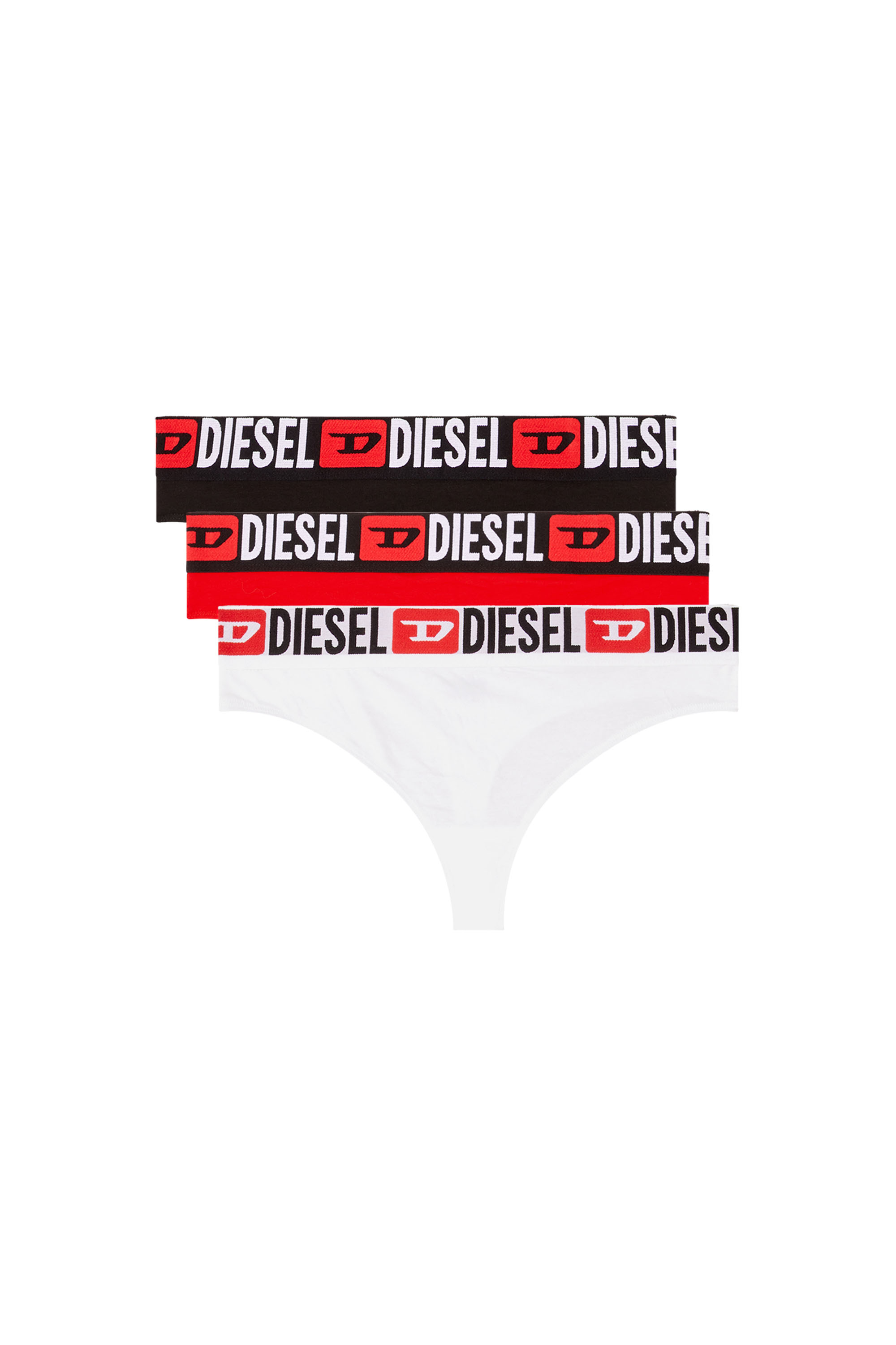 Diesel - UFST-STARS-THREEPACK, Woman's 3-pack thongs with logo waist in Black/Red - 1