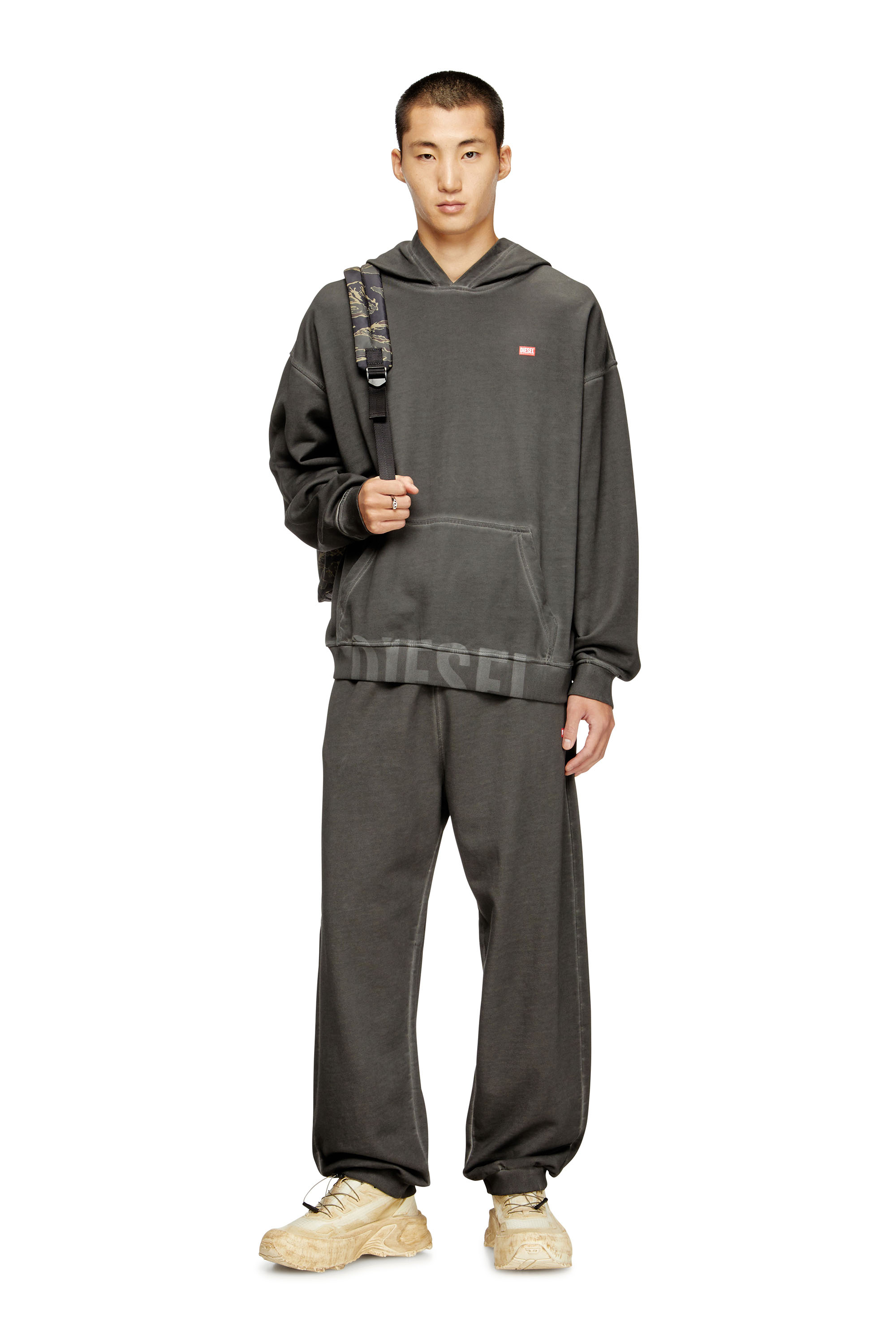 P-MARKY-CUFF-T1, Dark grey Diesel - P-MARKY-CUFF-T1, Man's Cotton joggers with drawstring waist in Dark grey - 1