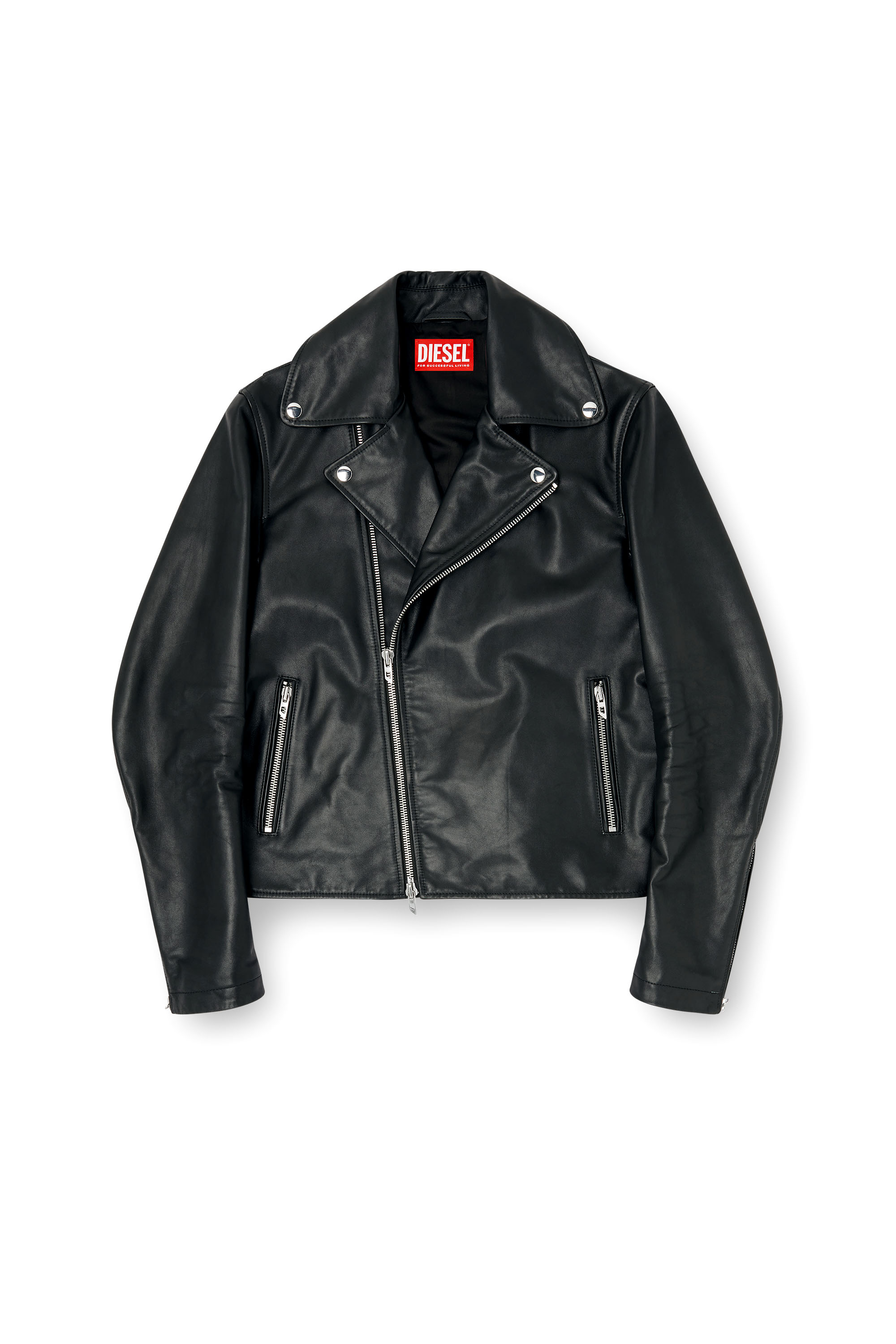 Diesel - L-EO-WRD, Man's Biker jacket in waxed leather in Black - 3