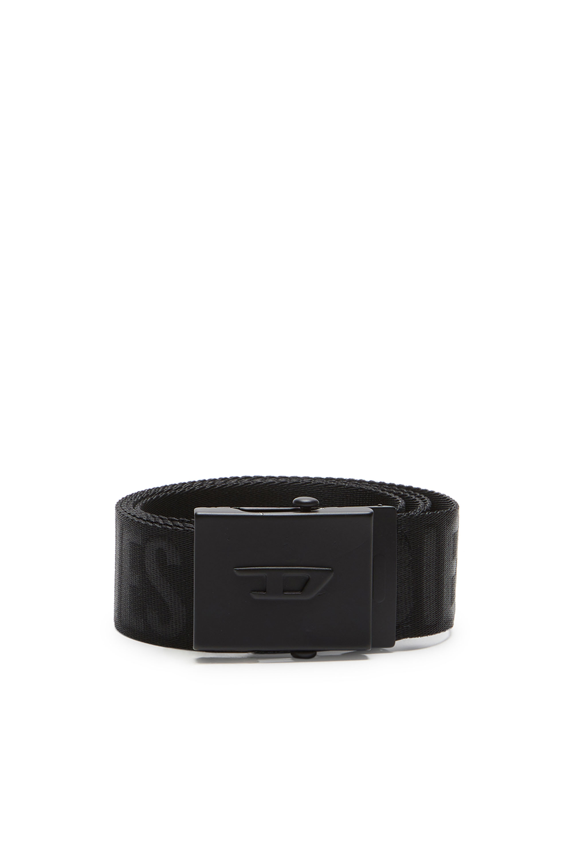 Diesel - B-DIESEL IND-TAPE, Man Logo-debossed tape belt in Black - Image 1