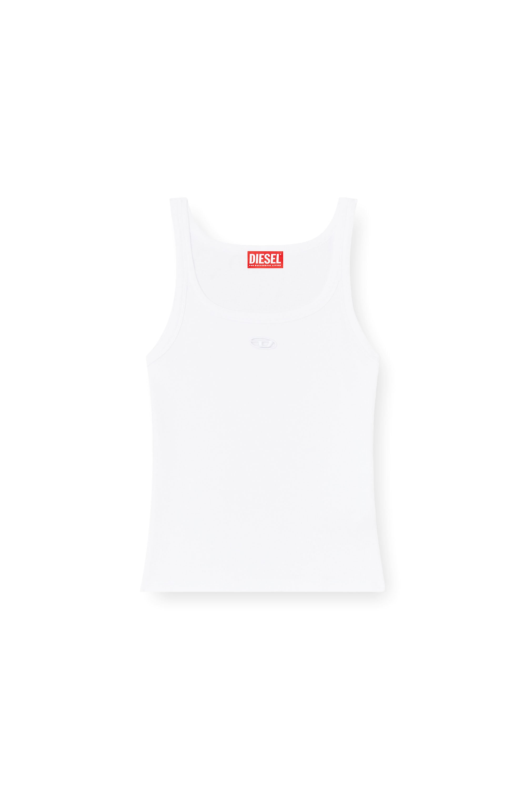 Diesel - T-WIFE-OD, Woman's Slim tank top with laser-cut Oval D in White - 4