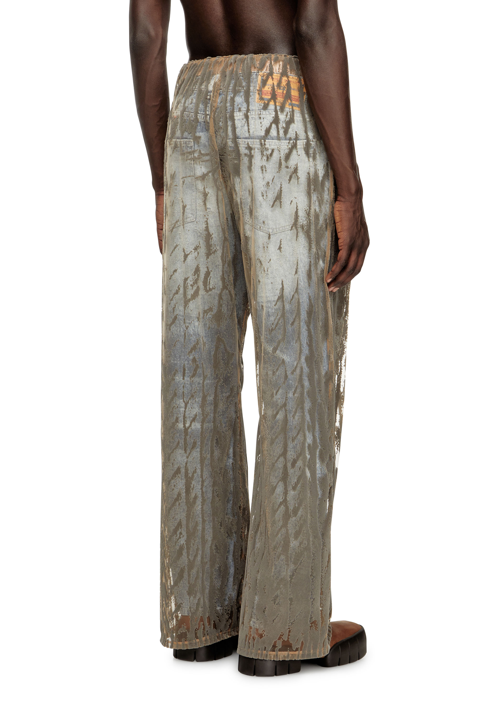 P-EGASO, Grey Diesel - P-EGASO, Man's Tulle pants with flocked cable prints in Grey - 4