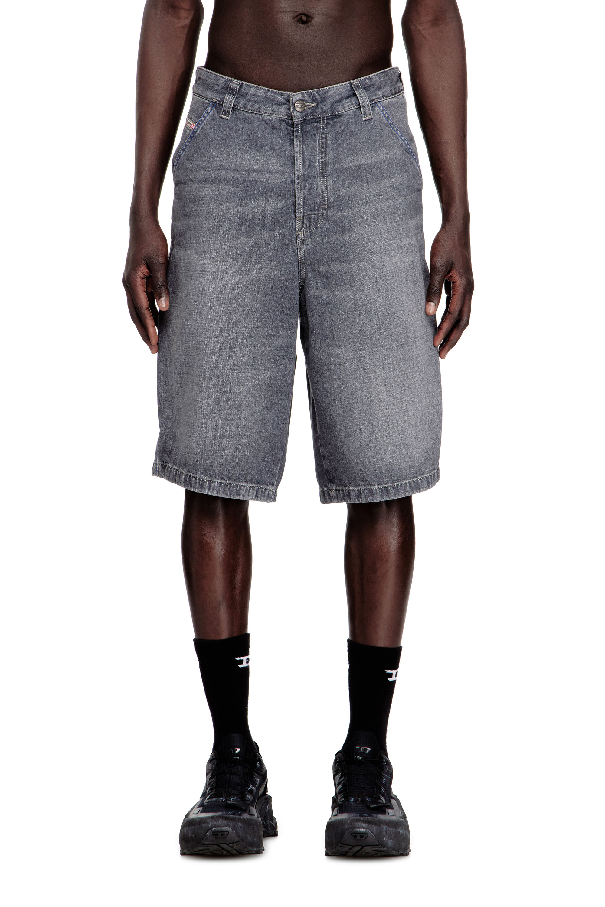 Diesel - D-LIVERY-W-SHORT, Man's Relaxed-fit denim shorts in Grey - 3
